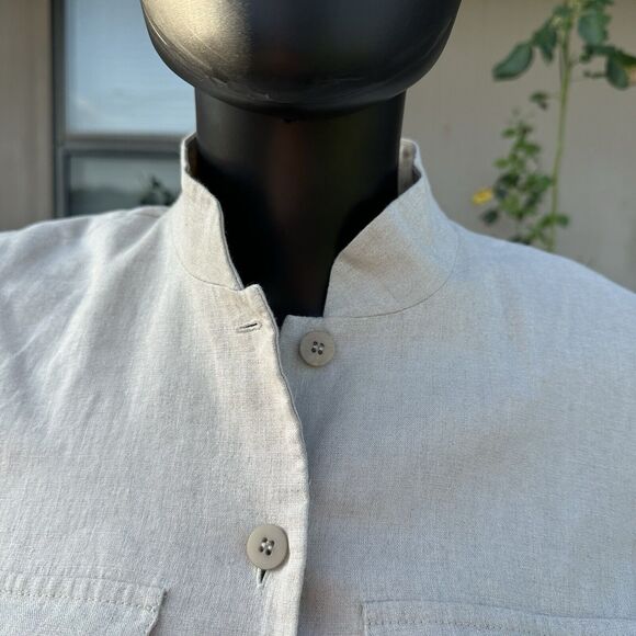 Liz Claiborne Linen 2 Piece Set Womens Size 8 Tunic Size 6 Petite Pants Beige - Picture 3 of 16